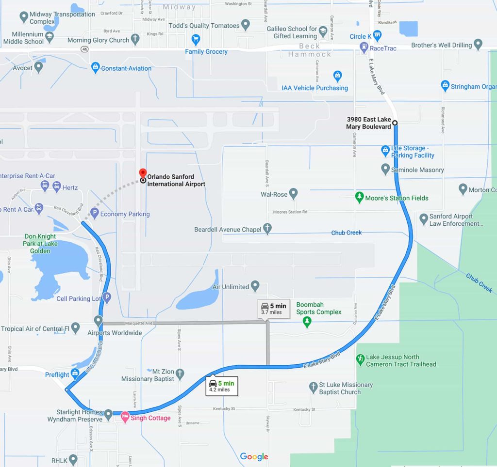 949 951 Life Storage Parking Map Orlando Sanford International Airport