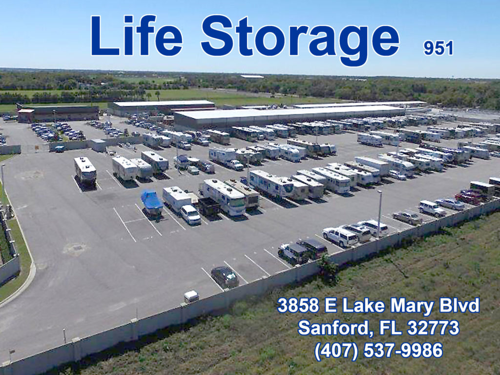 24 hr access 951 near Orlando Sanford Airport parking & storage for RV, boat, car, truck, trailer, & covered parking coming soon